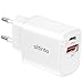 slitinto Cargador USB C, 20W Cargador USB Rapida Pared, 2 en 1 QC 3.0 Cargador Tipo C Carga Rápida Power Delivery 3.0 y USB QC 3.0 para i phone13/12/11/Pro/Max, Samsung S21/S20/S10, Huawei P30/P20