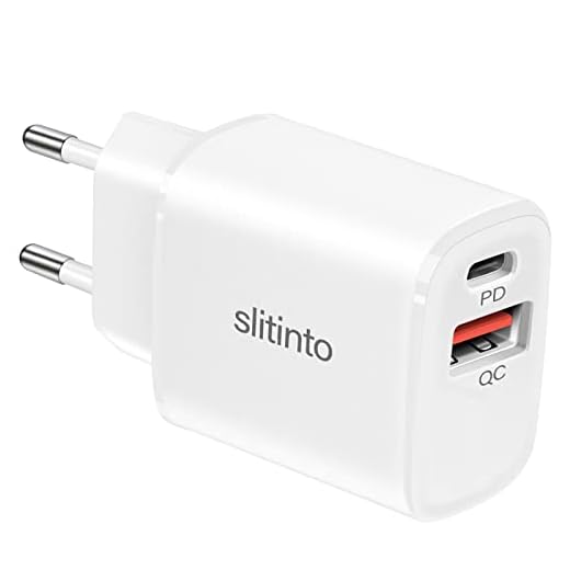 slitinto Cargador USB C, 20W Cargador USB Rapida Pared, 2 en 1 QC 3.0 Cargador Tipo C Carga Rápida Power Delivery 3.0 y USB QC 3.0 para i phone13/12/11/Pro/Max, Samsung S21/S20/S10, Huawei P30/P20