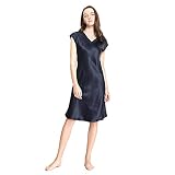 LilySilk 22 Momme Seide Nachtkleider 100% Maulbeerseide V Ausschnitt Nachthemd Damen Lang Negligee Damen Eleganter Sleep Dress L, Blau