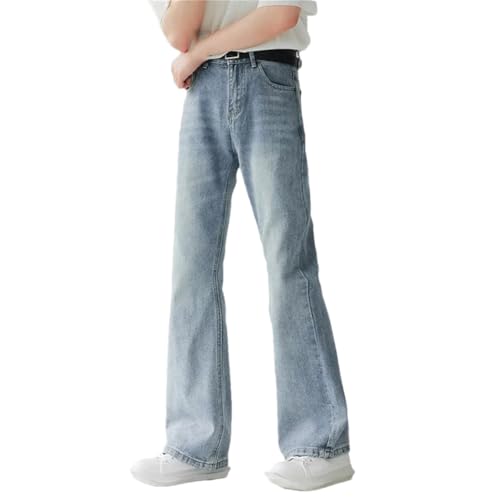 Men's Mid-Rise Harajuku Jeans Blue Y2K Loose Jeans Street Hip-Hop Slightly Flared Pants