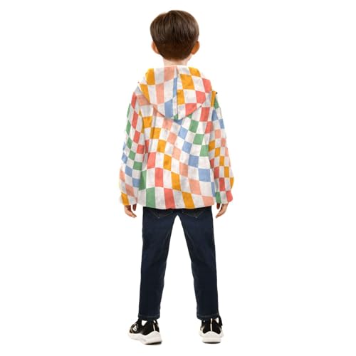 Colorful Chessboard Checkered Retro Toddler Jackets for Boys Winter Outerwear Kids 3T-10T4