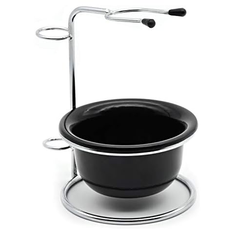 Shaving Stand Kits for Men, Universal Heavy Stainless Shaving Brush Stand Holder with Shaving Bowl-The Best Safety Razor Stand, for Place Manual Razor, Blades, Shaving Brush, Shaving Bowl (Black) Cover