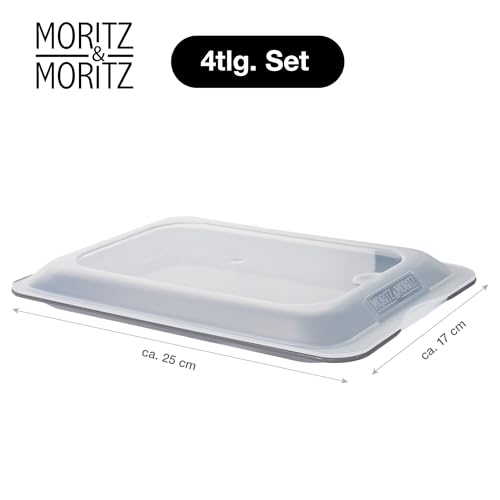 Moritz & Moritz 4er Set Aufschnittbox stapelbar – Frischhaltedosen mit Deckel zur Aufbewahrung von Wurst, Käse, uvm. – inkl. Tafelsticker zum Beschriften 2