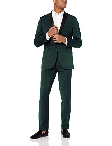 Costume pour homme 2 pièces slim fit noir chic avec revers satiné