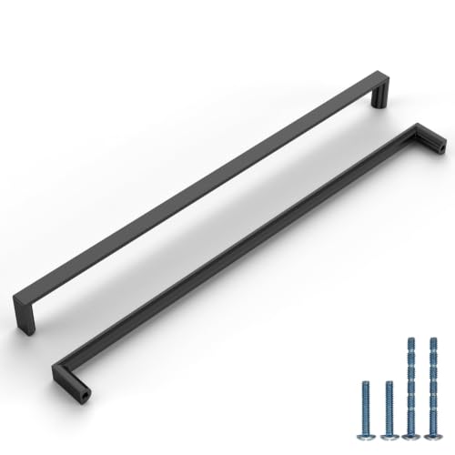 Image of 10 Pack 12-3 /5 Inch Matte Black Cabinet Pulls, Kitchen Hardware | Solid Zinc Alloy, Screws Included, Durability, Modern, Comfortable to Grip, Kitchen Cabinet Pulls for Drawers Dressers