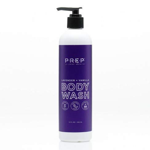 P•R•E•P• your skin, Lavender + Vanilla BODY WASH, 12 Fl Oz (355 mL), Free of Sulfates, Parabens or Phthalates - PREP P.R.E.P.