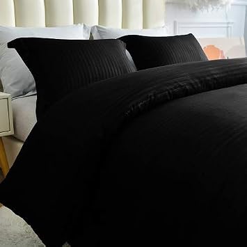 Duvet Cover Super King 98x108 Comforter Cover Black Stripe Soft and Cotton Hidden Zipper Closure & Corner Ties