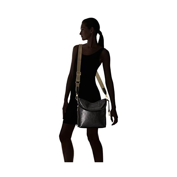 Fossil Women's Maya Leather Small Hobo Purse Handbag, Black (Model: ZB6979001)