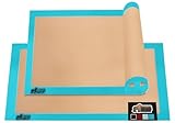 GORILLA GRIP Reusable Nonstick Silicone Baking Mat, 2 Pack, 16.5' x 11.87' BPA-Free Oven Safe Food Liner, For Cookie Sheets, No Mess Easy Clean Pastry Mats, Kitchen Essential, Half Sheet, Turquoise