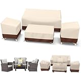 STARTWO Outdoor Waterproof Patio Furniture Covers 4-Piece Set for Chairs 32in, Loveseat 56in, Coffee Table 45in, Heavy Duty 600D, Beige