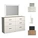 Signature Design by Ashley Stelsie Vintage Smooth-Gliding 6-Drawer Dresser and Mirror with Safety Stop, White