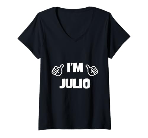 Mujer First Name Julio Valentines Day Design for Couples Camiseta Cuello V