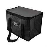 MonoSora Bolsa grande aislada para entrega de alimentos con tela Oxford impermeable y forro de papel de aluminio para comidas calientes o frías para llevar, pizza, color negro, capacidad de 50 L (28 L