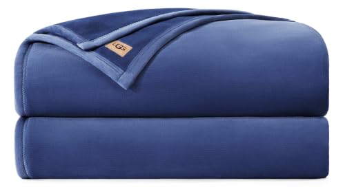 UGG Coco Queen Bed Blanket, Fleece Blanket, 90" x 92", Blue (Dart) - image 1