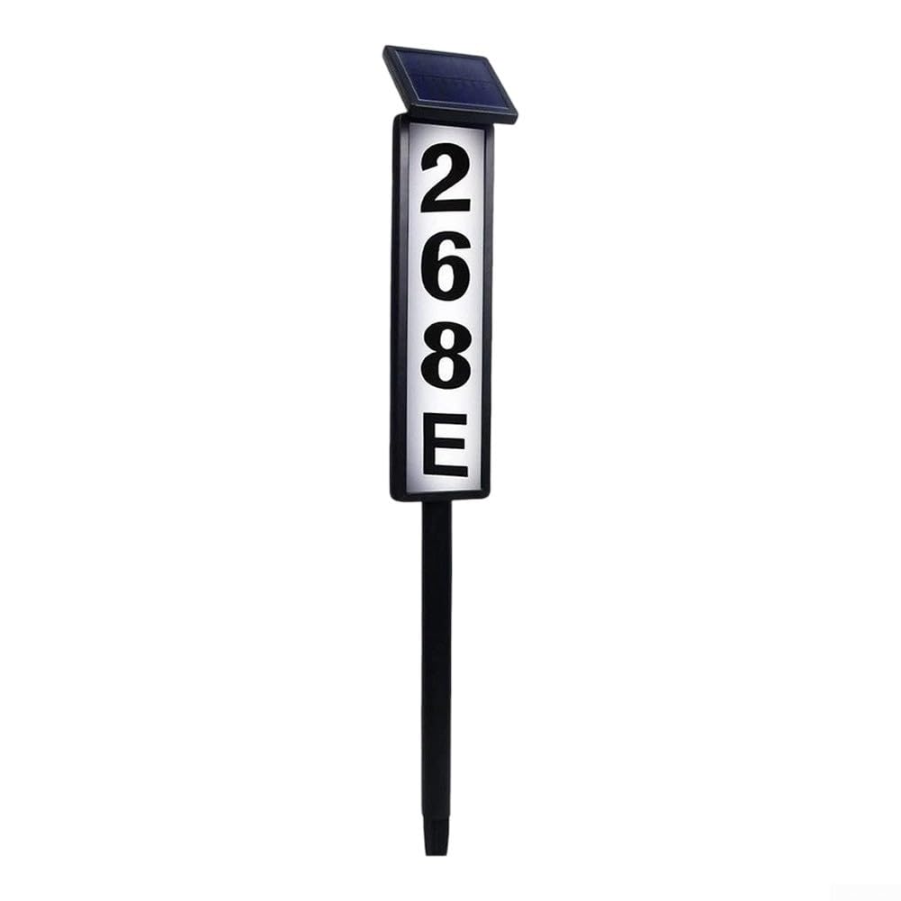Targa solare a LED con numero civico impermeabile, altezza 102 cm, con picchetto, 3 temperature di colore, altezza regolabile, doppio pannello solare per esterni, giardino, vialetto, bianco, set di