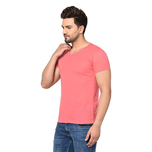 Image of Men's Cotton Blend Half Sleeve V Neck Tshirt