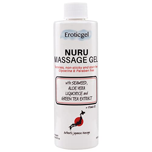Japanese Nuru Massage Therapy Gel | Aloe Vera, Seaweed, Green Tea, Liquorice, & Vitamin B5 | 8.45 fl oz