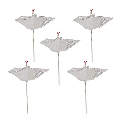 DHRUVS COLLECTION 925 Silver Combo of 5 Lotus Flower for Pooja, Temple Decor & Gifting Purpose