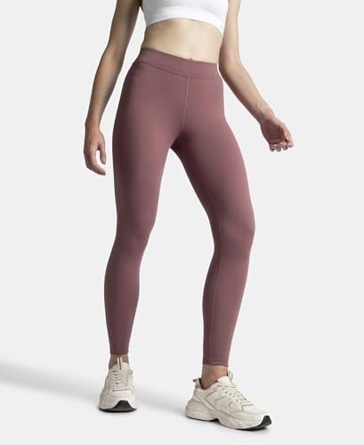 Image of Jockey MW20 Women Microfiber Elastane Stretch Performance Active Wear Leggings with Elasticated Waistband