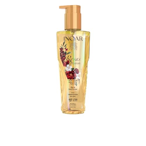 Inoar, Rosas Imperiais, Óleo Capilar, Nutrição Profunda e Frizz Controlado, Óleo de Macadâmia e Rosas, Para Todos os Tipos de Cabelo, 110ml