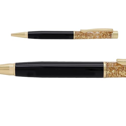 Image of Kajri Gifts Customized Pen With Name Luxury Ballpoint Gold Flake Barrel Customised Pen With Name Black And Gold Body Personalized Gift For Professionals And Graduates (Golden Flake)