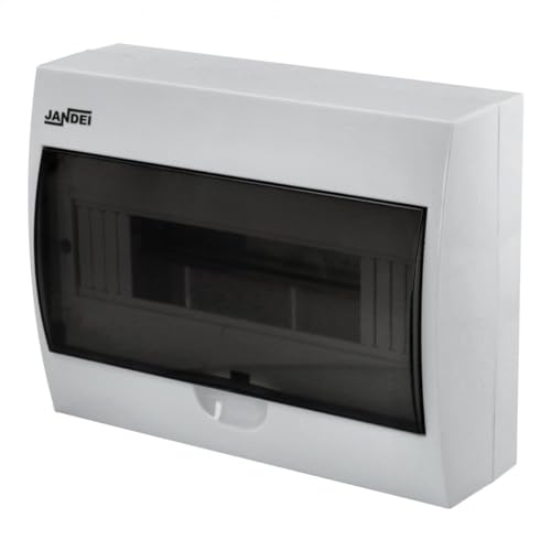 Jandei - Caja de Distribución Eléctrica Para Superficie con Puerta Para 12 Módulos, Tapa translúcida