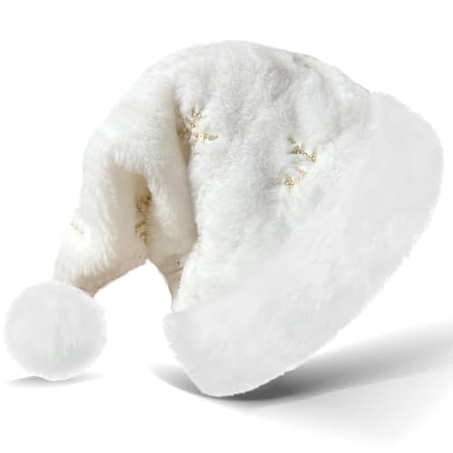 TYXJJ-BF Gorro de Navidad para adultos, gorro de Papá Noel, gorro de Papá Noel rojo con lentejuelas doradas, copo de nieve, cálido y grueso, gorro de Papá Noel, para fiestas festivas de año nuevo