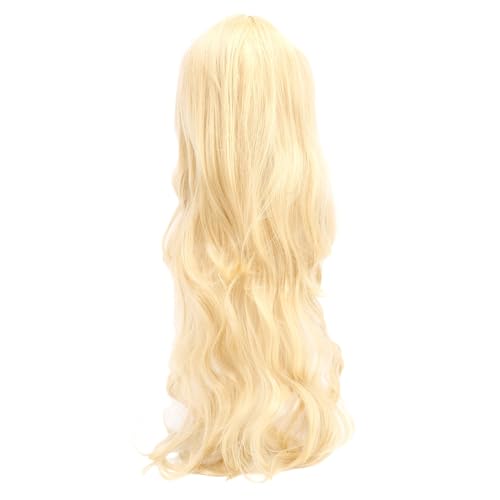 Peruca Longa Loira Encaracolada, Resistente Ao Calor, Longa Loira Ondulada, Peruca Cosplay Com Franj