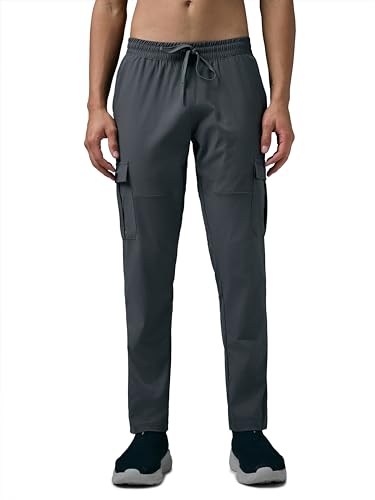 Image of TECHNOSPORT Men's Regular Fit Mid Rise Polyester Solid Cargos for Activewear, Regular Use and Quick Dry