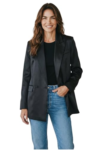 Blazer oversize en satin femme veste croisée chic et élégante doublée Paulo Due