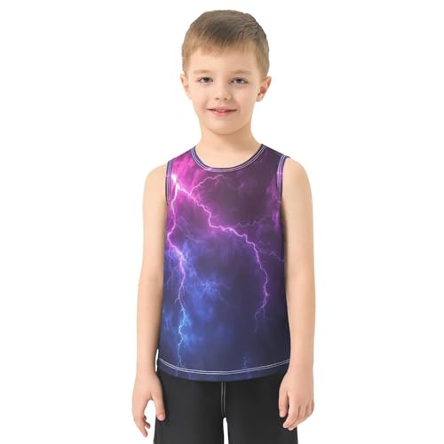 Boys Tank Top Shirts Colorful Abstract Graphic Neon Sleeveless T-Shirts Crew Neck for Kids Clothing Children2