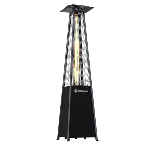 Westinghouse Outdoor Propane Patio Heater with Wheels, CSA Approved, 48,000 BTU, Auto Shut Off & Anti Tilt Switch, Home & Commercial Outdoor Use, Pyramid Patio Heater for Backyard, Restaurant, & More