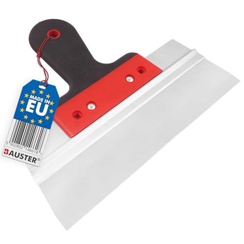 BAUSTER® Spatule de façade en acier inoxydable - Dimensions : 150-600 mm - Raclette de surface avec poignée souple - Outils nécessaires pour les travaux de rénovation (mastic de surface 250 mm)