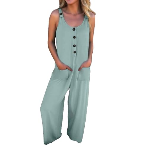 Combinaison confortable femme ample unie et boutonnée sans manches