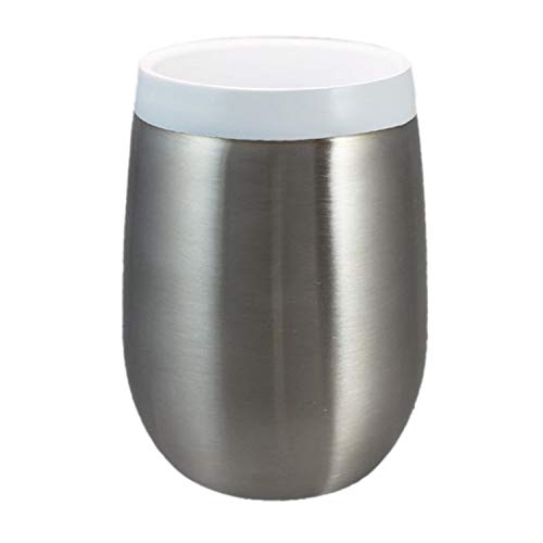 Thermosteel CeramiSteel Ceramic Wine Tumbler (9 ounce), Ceramic Rim & Inner Coating on Insulated Stainless Steel Tumbler, Durable Brushed Stainless Finish