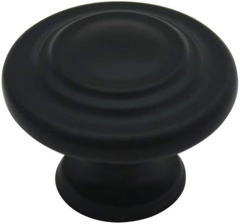 Cosmas 25 Pack 9971FB Flat Black Cabinet Hardware 3-Ring Round Knob - 1-1/4" Inch Diameter