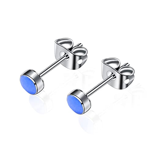 Titanium Stud Earrings For Women Girls Earrings 5Mm Natural Stone Gemstones Hypoallergenic Earrings Nickel Free Black Onyx Earrings For Women Sensitive Ears #TOP22