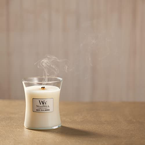 Woodwick Medium Hourglass Candle, White Tea & Jasmine, 9.7 Oz #TOP3