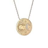 Collar para hombre, exquisito y simple con colgante de tarjeta de tarot y sol, luna, nube, para hombres y mujeres, medalla redonda de moda, regalo de joyería