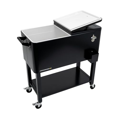 Enfriador portátil de bebidas de 76 litros para fiestas de jardín y accesorios de barbacoa, caja de hielo portátil con ruedas, caja térmica de jardín aislada con abridor de botellas y tapón de drenaje