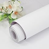 lenify White Wallpaper Peel and Stick Matte White Contact Paper 15.7inch x 118.1inch Pule Color Self Adhesive Wallpaper Matte Pure Waterproof Decorative Wall Paper for Cabinet Shelf Liner