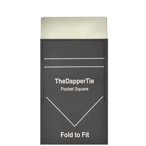 TheDapperTie - Men's Off White Cotton Extra Thick Flat Pre Folded Pocket Square on Card