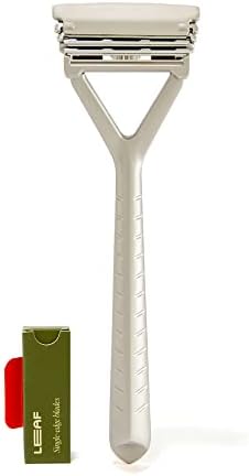 The Leaf Razor, Silver - Plastic-Free, Three-Blade, Pivoting Head Razor for Women & Men