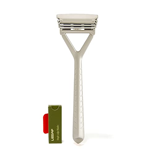The Leaf Razor, Silver - Plastic-Free, Three-Blade, Pivoting Head Razor For Women & Men #TOP3
