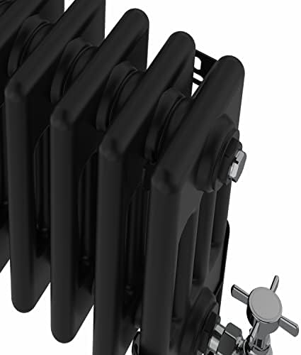 Warmehaus Traditional Cast Iron Style Black 4 Column Horizontal Radiator 300x1460mm Central Heating Space Saving Radiators