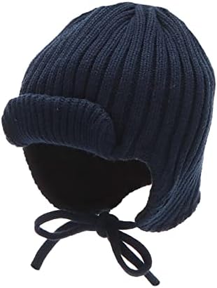 Sterntaler Baby Mädchen Strickmütze Baby GOTS Strickmütze Aufschlag Mütze - Baby Strickmütze - aus Baumwolle mit Bindeband - Marine, 49
