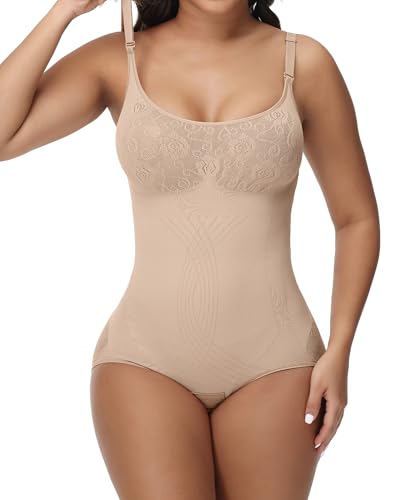 Image of SHAPESHE Shapewear for Women Faja Colombianas Moldeadoras Seamless Bodysuit | Built In Underwire, Short with Nipple Cover,Anti-slip Silicone Strips, Zipper Closure, Tummy Control, Butt Lifting,