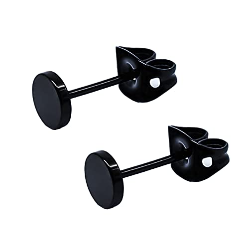Titanium Flat Dot and Ball Stud Earrings Hypoallergenic for Women Men Rose Gold/Gold/Silver/Black Round Disc Earrings 3mm-6mm Options for Sensitive Ear(2pcs)