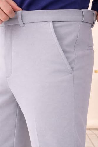 Image of SaintX Men's Premium 4-Way Comfort Stretch Formal Trousers | Smart Sweat Wicking Wrinkle Free Fabric | Smarter Techno Flex Expandable Waistband | Stylish Slim Fit | Daily Office Wear