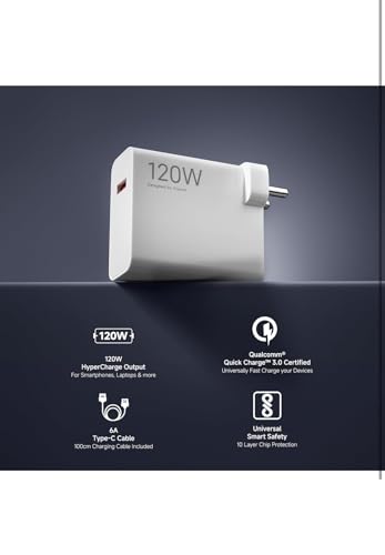 Image of XIAWAO 120w hypercharge Charger Adapter with 6a Sonic USB c Cable ‚Ai Fast Charging Combo Compatible with Note 13, 13 pro Plus, 12, 12 pro, 12 Plus Series, 11t and Other Type-c Devices